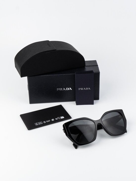 Prada Women Sunglasses Black Grey Cat Eye PR19ZSF 1AB5S0 NEW AUTHENTIC main image 7